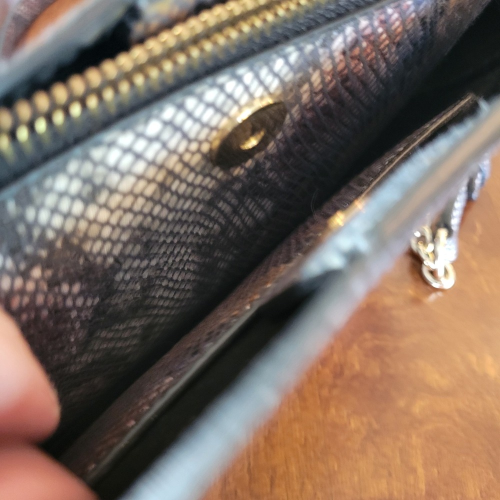 Calvin Klein Crossbody Bag Multi-Color Snakeskin Faux Leather Gold Hardware - Picture 12 of 16